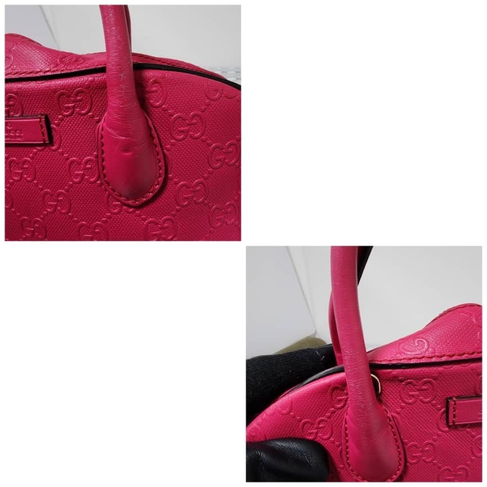Authentic GUCCI Bright Diamante Textured Leather Top Handle Bag Pink - Picture 15 of 16